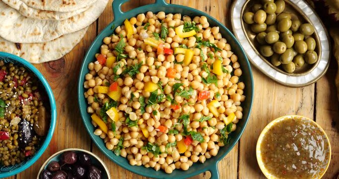 Food Served During Ramadan. Moroccan dish of boiled chickpeas