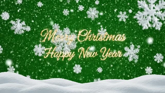 Green Screen natural winter snow christmas loop animation background alpha snowdrifts falling snowflake snowflakes merry happy new year xmas snowfall snowball scene 2 with distortion, overlay, glitch