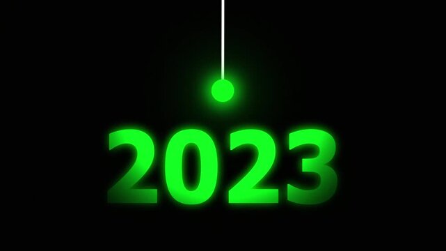 Green Idea Lighting Up 2023 &ndash; Futuristic New Year Concept Symbolizing Innovation, Hope, Strategy and Forward Thinking Success.
