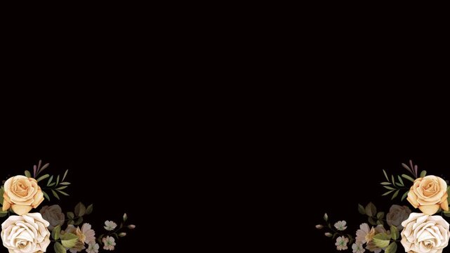 frame with flower animation on the green screen and alpha channel background