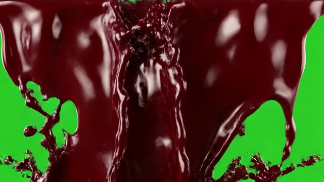 Green Screen dark red blood drips on and transparent background liquid flowing down the surface in streams melting drops create streaks 3d animation chroma key alpha channel prores 4444 4k uhd scene 1