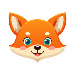 Fototapeta premium Cute cartoon fox head illustration on white background