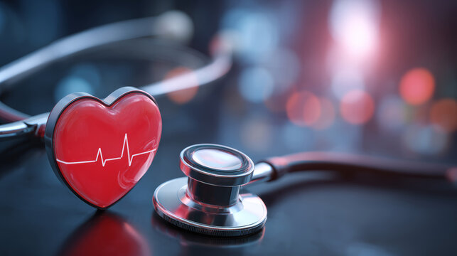 Heart beat stethoscope medical background healthcare cardiology heart medicine hospital clinic diagnosis glowing concept