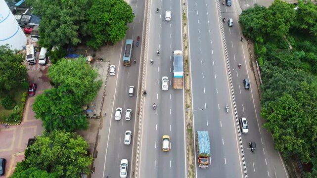 Indian transport on highway with indian trucks in tamilnadu. 