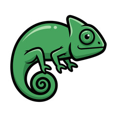 Fototapeta premium Cute green chameleon cartoon illustration on white background