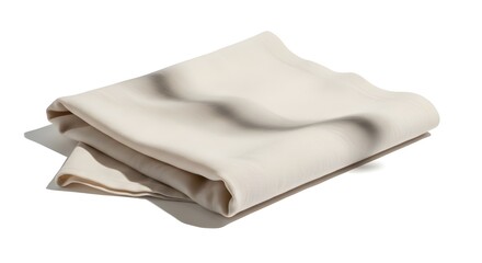 Naklejka premium Soft beige bed sheets folded neatly on white background