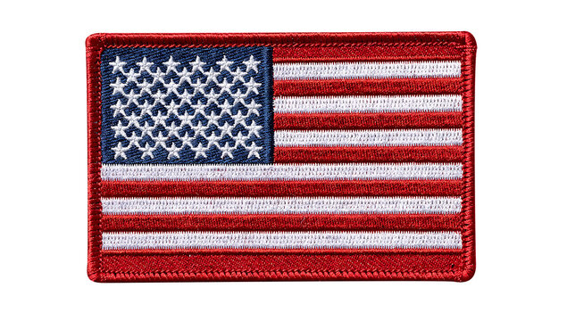 Embroidered USA Flag Patch Isolated on Transparent Background for Design and Craft Use