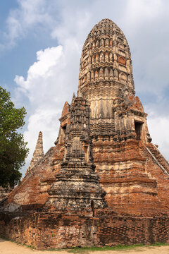 Ancient Khmer Prang Tower at Wat Chaiwatthanaram Temple, Ayutthaya, Thailand