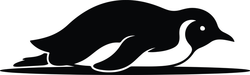 Silhouette of a penguin sliding on its belly vector design © AbuSadat