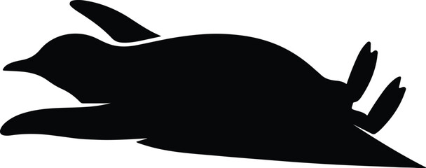 Silhouette penguin swimming underwater with flippers outstretched vector design © AbuSadat