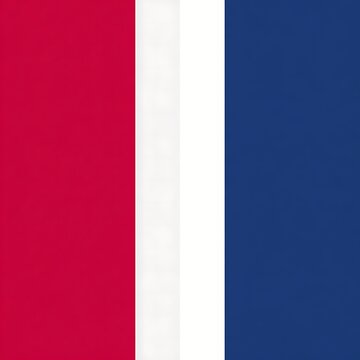 A vertical tricolor flag with red, white, and blue stripes from left to right.