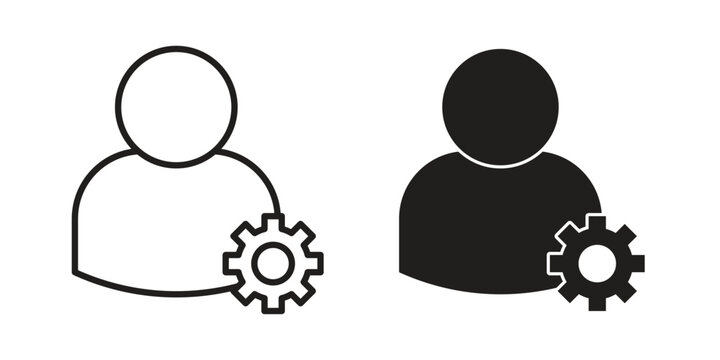 Admin icon clipart symbol isolated on white background. Flat and stroke designs.