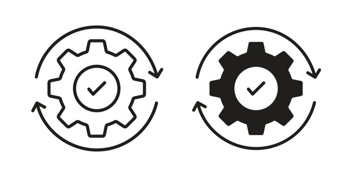 Automation icon clipart symbol isolated on white background. Flat and stroke designs.