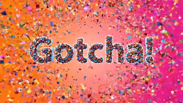 April Fools Day Gotcha Message with Explosion of Colorful Confetti