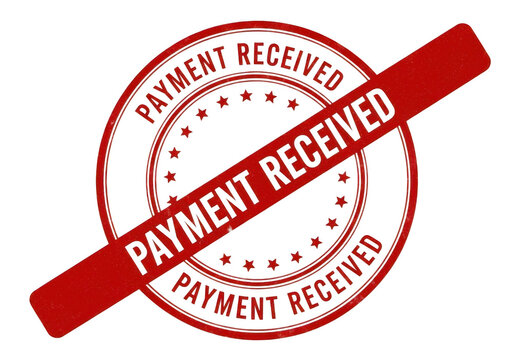 A red stamp with the words payment received