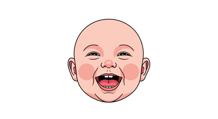 Happy bald baby face laughing with joy