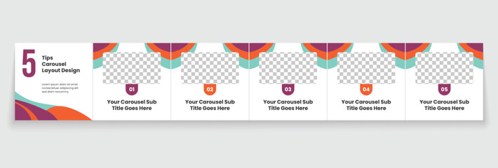 Social media banner frame or social media carousel template. Use for instagram carousel, linkedin carousel template. Editable carousel post frame design. Minimal corporate six page carousel template. © Mina Market