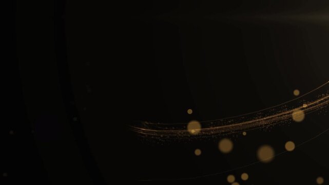 4k Golden luminous particle light lines shuttle, particle stripes flow, awards ceremony. Glowing lines, streamline luminous. Use for opening element, logo display, data transmission. Alpha channel.