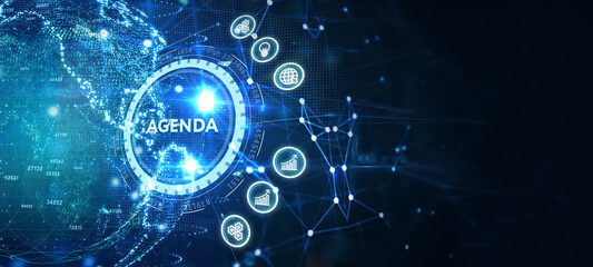 Business, Technology, Internet and network concept. Businessman with agenda word.3d illustration