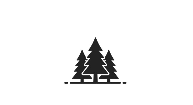 Minimalist black icon of three stylized pine trees