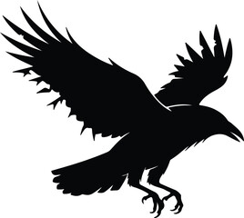 Fototapeta premium Silhouette Flying Bird Raven Crow Animal Wildlife vector design