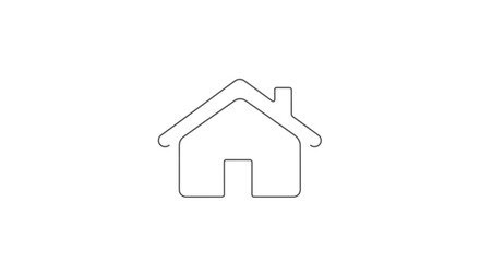 Minimalist house icon outline drawing on clean white background