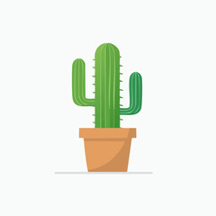 Minimalist potted green cactus houseplant illustration