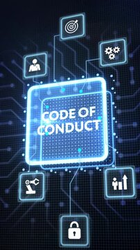 Business, Technology, Internet and network concept. Virtual screen of the future: Code of conduct.
