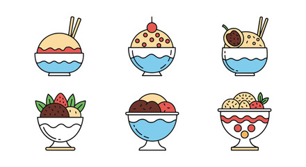 Anmitsu Dessert Line art clean modern artistic abstract illustration