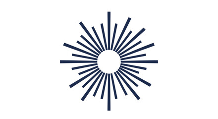 Radiant Sunburst Graphic with Dark Blue Rays on White Background