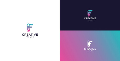 smart bulb logo icon. bulb logo technology. initial logo design F © micky_adb