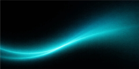 Abstract a striking, ethereal wave of glowing turquoise energy against a black backdrop. A mesmerizing display of light and form, perfect for digital designs. © FANUSH