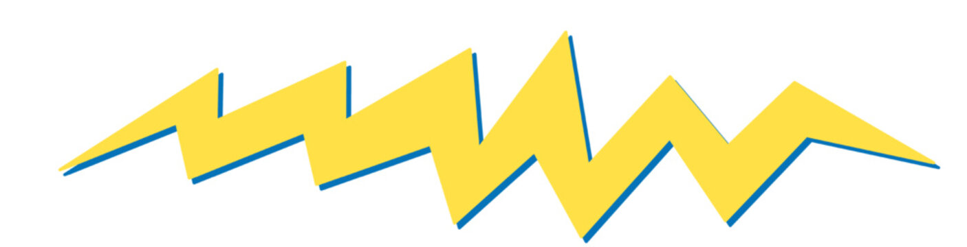 Yellow lightning bolt zigzag electric symbol isolated on transparent background, vector illustration