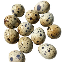 Fototapeta premium Quail eggs arranged on a white background