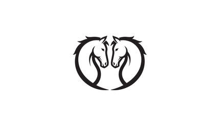 Horses heads facing each other logo with a circular design and a stylized mane featuring horse, animal, black with white and symbol elements for © Harry 