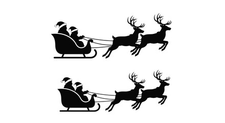 Santa and reindeer flying in a sleigh a festive holiday silhouette © MDEmon