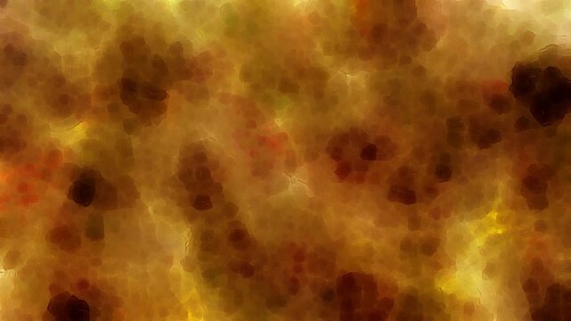 Abstract stained glass texture with dark colorful tones and soft light diffusion. Distorted glass surface creates organic patterns and blurred shapes moving slowly in dynamic motion.