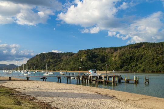 The wharf at Whangamata on the Coromandel Peninsula, New Zealand, a coastal town and popular summer destination