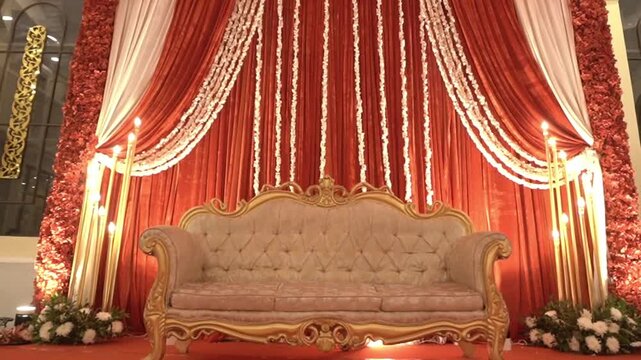 Exquisite Floral Mandap: Ornate Stage Decoration for an Indian Wedding Ceremony