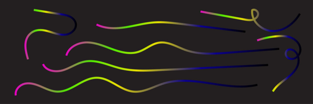 Abstract Rainbow Gradient Curved Lines Collection &ndash; Modern Wave Line Elements