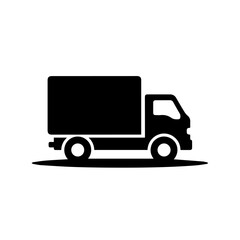 Delivery Truck Illustration on Roadside with Shadow View