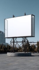 Fototapeta premium Blank billboard against clear sky for advertisement and marketing