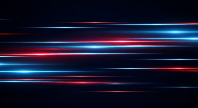 A digital image featuring vibrant red and blue streaks of light on a black background