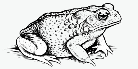 Fototapeta premium Realistic Toad Vector Illustration - Detailed Amphibian Sketch with Bumpy Skin Texture