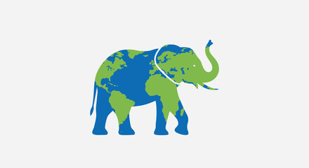 Obraz premium Colorful Elephant Illustration with World Map.