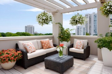 Fototapeta premium Rooftop terrace creating relaxing outdoor sophisticated living space