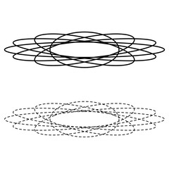 サイバー・テクノロジーをイメージした楕円の軌道フレーム・重なり合う楕円の幾何学的な抽象ライン