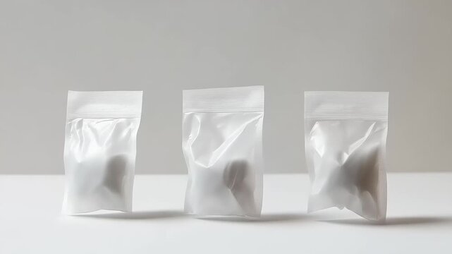 Three Plastic Bags with Coffee Beans.