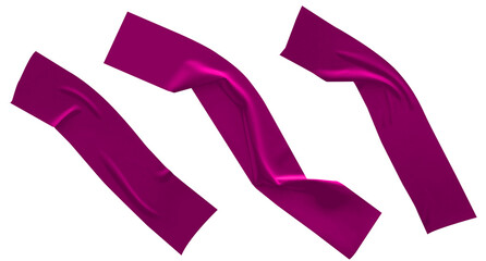 Magenta purple satin tape strips with luxury fabric texture on space