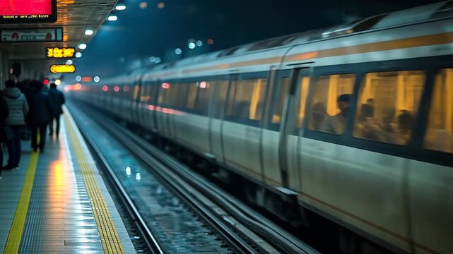 delhi metro station with people waiting on platform timelapse